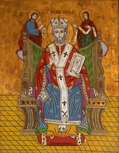 Darstellung des Heiligen Nikolaus in der Rumänisch-Orthodoxen Kirche in Wien.